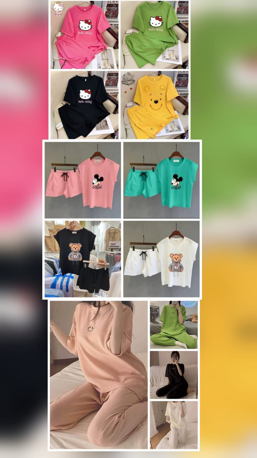 بيجامه سمايل بنطلون&بيجامه شورت ميكي&بيجامه شورت كيتي